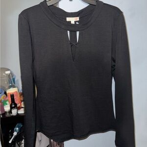 Gianni Bini Black Long Sleeve Cut Out Blouse